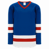 Am image of a Custom Athletic Knit Youth League Series Mid Hockey Jersey in Royal/White/Red!