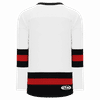 Am image of a Custom Athletic Knit Youth League Series Mid Hockey Jersey in White/Black/Red!