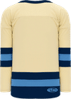 An image of a Custom Athletic Knit League Series Mid Hockey Jersey in Sand/Navy/Sky!