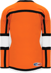 Am image of a Custom Athletic Knit Select Series Hockey Jersey in Orange/White/Black!