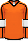 Am image of a Custom Athletic Knit Select Series Hockey Jersey in Orange/White/Black!