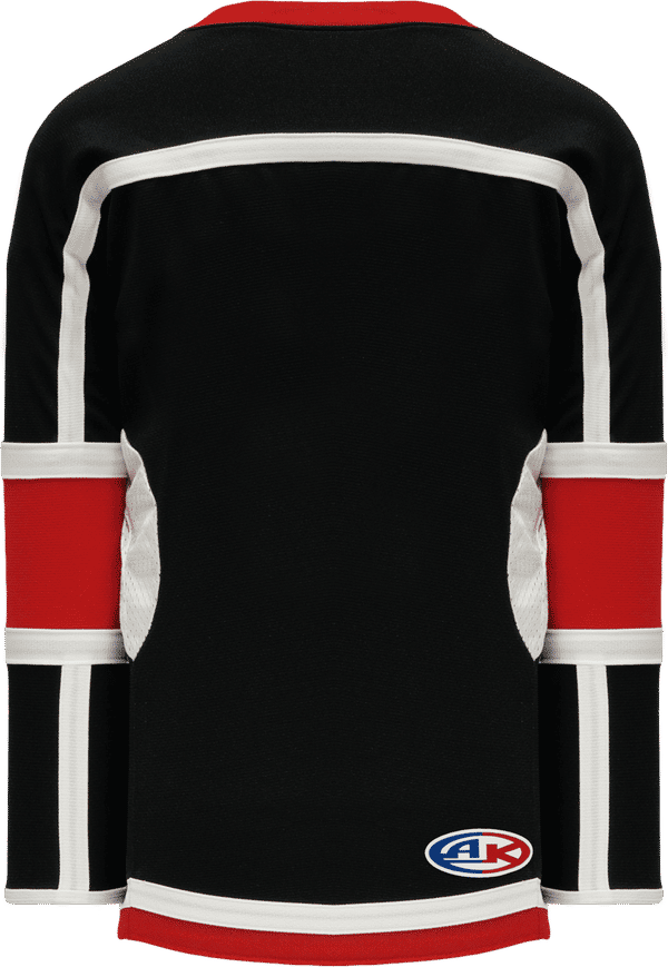 Am image of a Custom Athletic Knit Select Series Hockey Jersey in Black/White/Red!