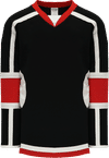 Am image of a Custom Athletic Knit Select Series Hockey Jersey in Black/White/Red!