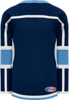 Am image of a Custom Athletic Knit Select Series Hockey Jersey in Navy/White/Sky!
