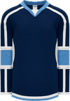 Am image of a Custom Athletic Knit Select Series Hockey Jersey in Navy/White/Sky!