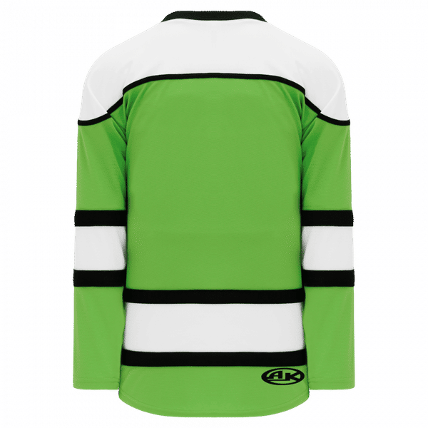 Am image of a Custom Athletic Knit Youth Select Series Mid Hockey Jersey in Lime Green/White/Black!
