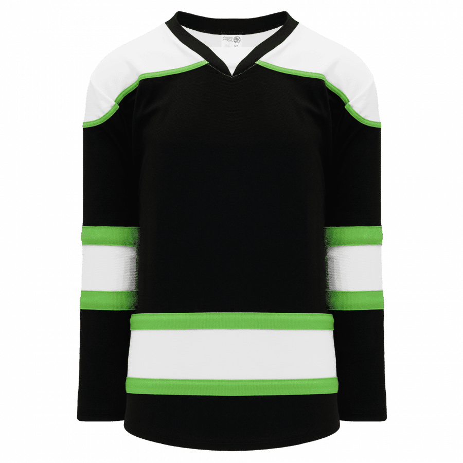 Athletic Knit Youth Select Series Mid Hockey Jersey in Black/White/Lime Green
