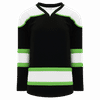 Am image of a Custom Athletic Knit Youth Select Series Mid Hockey Jersey in Black/White/Lime Green!
