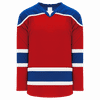 Am image of a Custom Athletic Knit Youth Select Series Mid Hockey Jersey in Red/Royal/White!