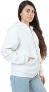 Am image of a Custom LA Apparel LS Heavy Fleece Zip Up 14 Oz in White!