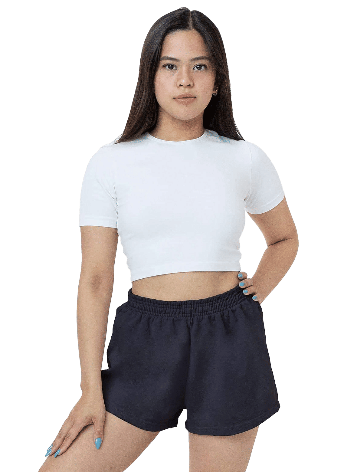 LA Apparel Heavy Fleece Short Shorts in Navy
