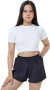 Am image of a Custom LA Apparel Heavy Fleece Short Shorts in Navy!