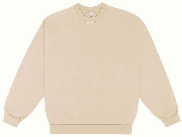 Am image of a Custom LA Apparel LS Heavy Fleece PO Crewneck Sweatshirt 14 Oz in BEIGE!