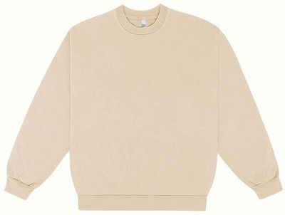 Am image of a Custom LA Apparel LS Heavy Fleece PO Crewneck Sweatshirt 14 Oz in BEIGE!