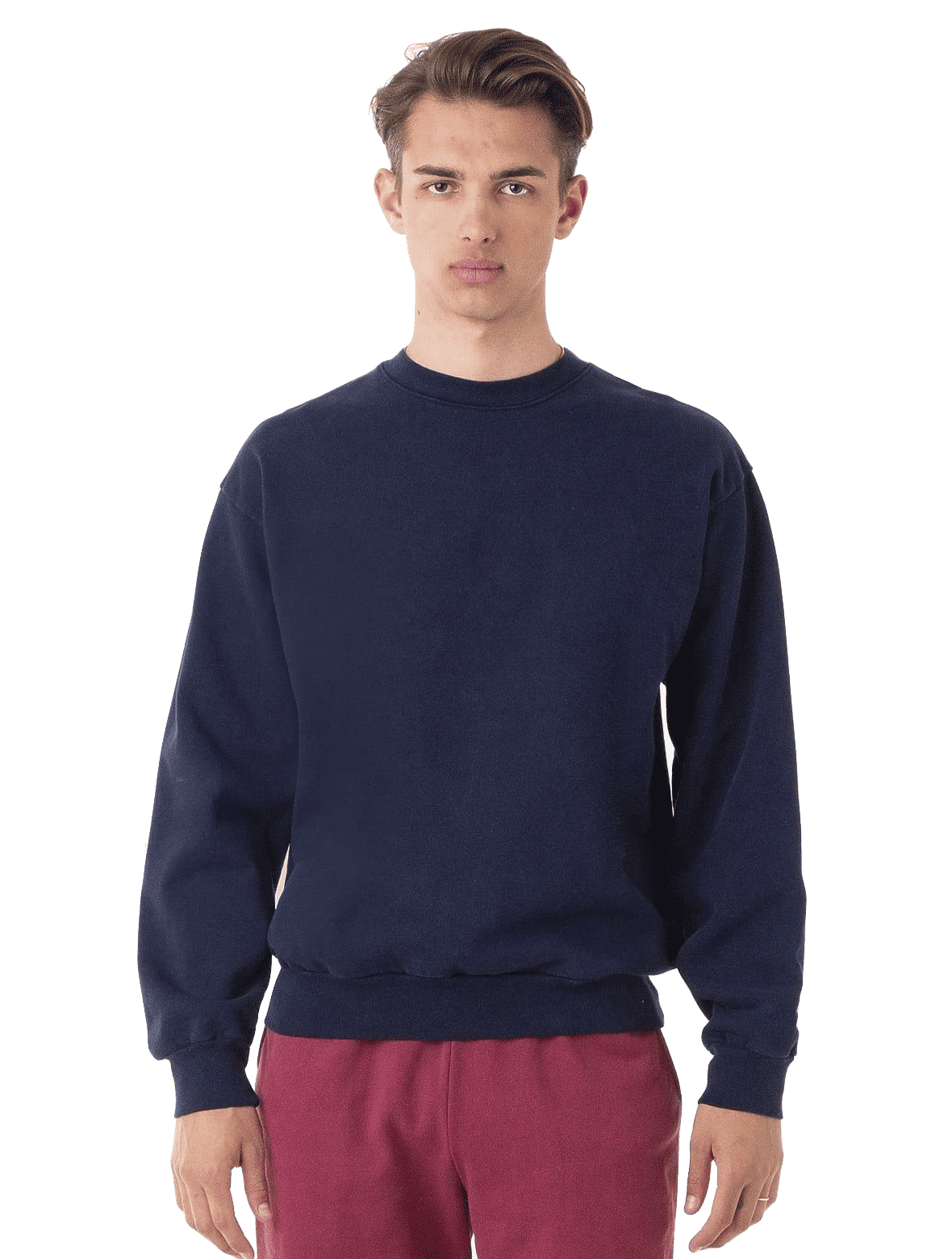 LA Apparel LS Heavy Fleece PO Crewneck Sweatshirt 14 Oz in NAVY