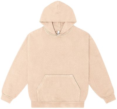 Am image of a Custom LA Apparel LS Heavy Fleece Hoodie PO 14 Oz in BEIGE!
