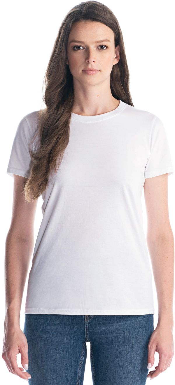 Am image of a Custom Jerico Ladies Essential Cotton T Shirt in White!