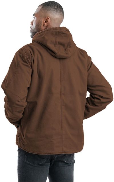 Am image of a Custom Berne Mens Vintage Washed SherpaLined Hooded Jacket in Bark!