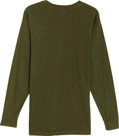Am image of a Custom Lane 7 Heavyweight Long Sleeve Tee in Army Green!