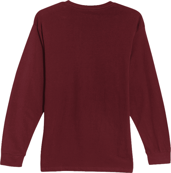 Am image of a Custom Lane 7 Heavyweight Long Sleeve Tee in Burgundy!