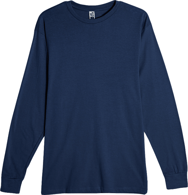 Am image of a Custom Lane 7 Heavyweight Long Sleeve Tee in Navy Blue!