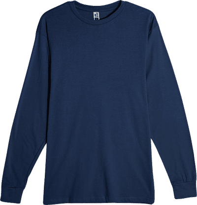 Am image of a Custom Lane 7 Heavyweight Long Sleeve Tee in Navy Blue!