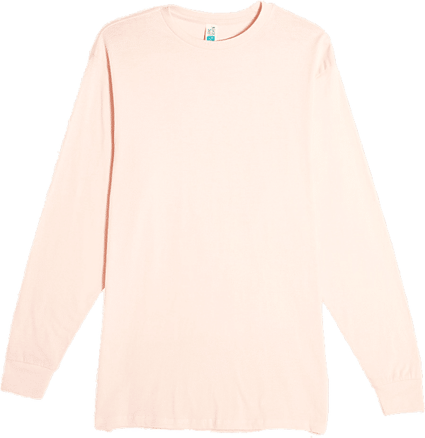 Am image of a Custom Lane 7 Heavyweight Long Sleeve Tee in Pale Pink!