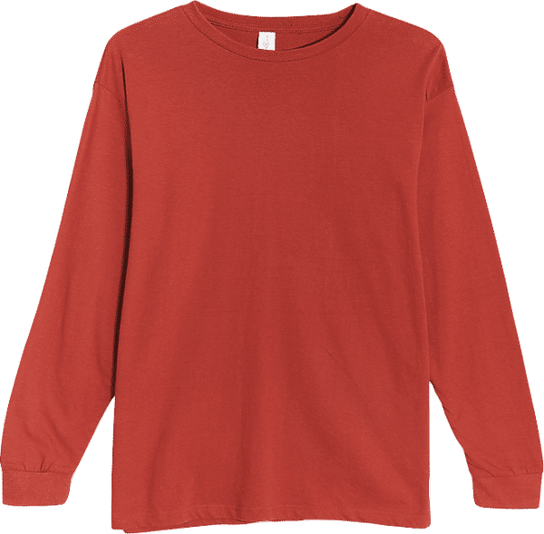 Am image of a Custom Lane 7 Heavyweight Long Sleeve Tee in Paprika!