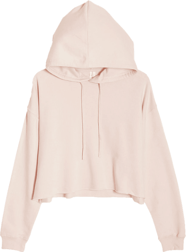 Am image of a Custom Lane 7 Crop Hoodie in Pale Pink!