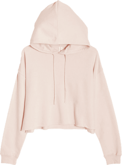 Am image of a Custom Lane 7 Crop Hoodie in Pale Pink!