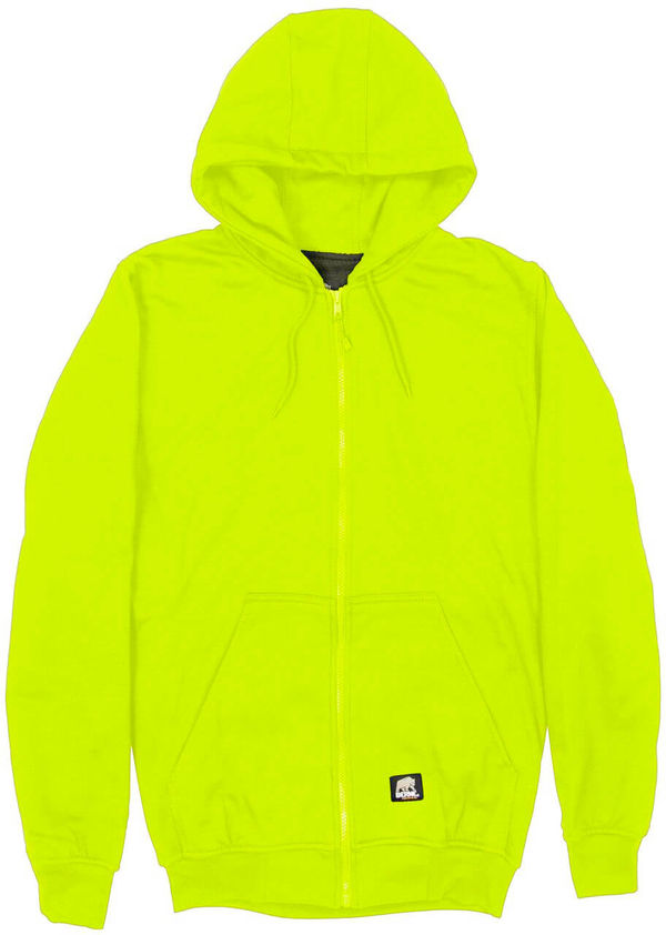 An image of a Custom Berne Mens Heritage Thermal Lined Full Zip Hooded Sweatshirt in Yellow!
