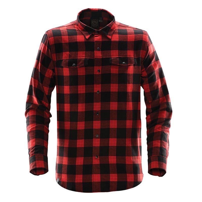 Stormtech Mens Logan Snap Front Shirt in BLACK / RED PLAID