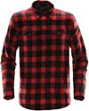 Am image of a Custom Stormtech Mens Logan Snap Front Shirt in BLACK / RED PLAID!