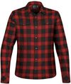 Am image of a Custom Stormtech Womens Logan Snap Front Shirt in Black/Red Plaid!