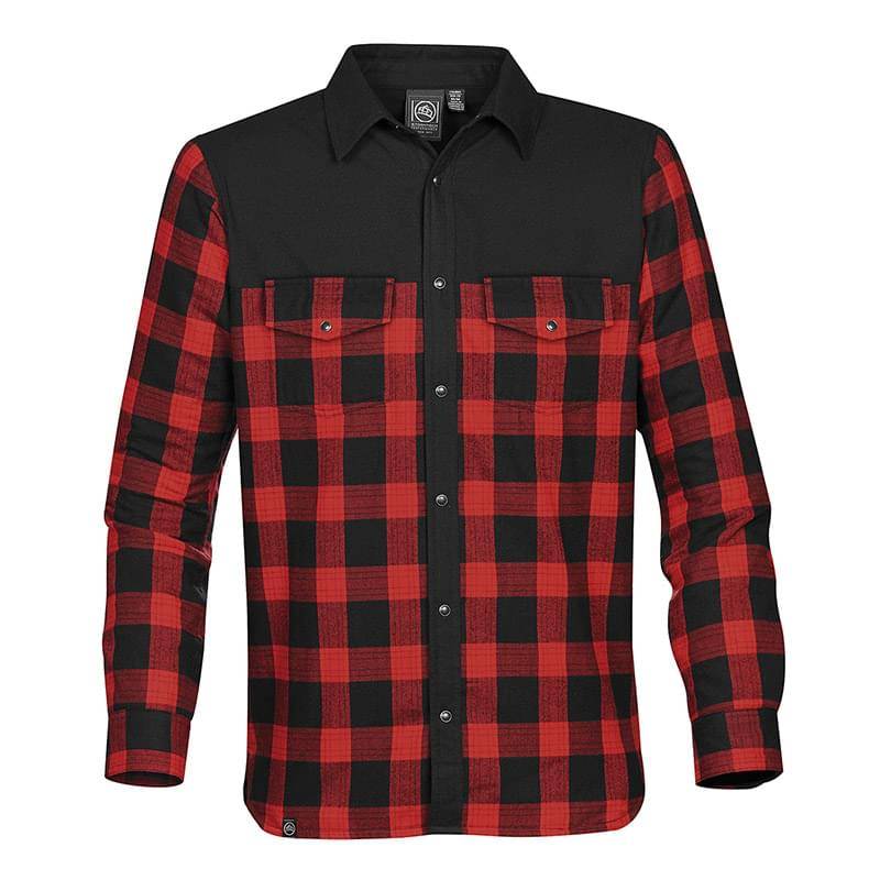 Stormtech Mens Logan Thermal Long Sleeve Shirt in BLACK / RED PLAID