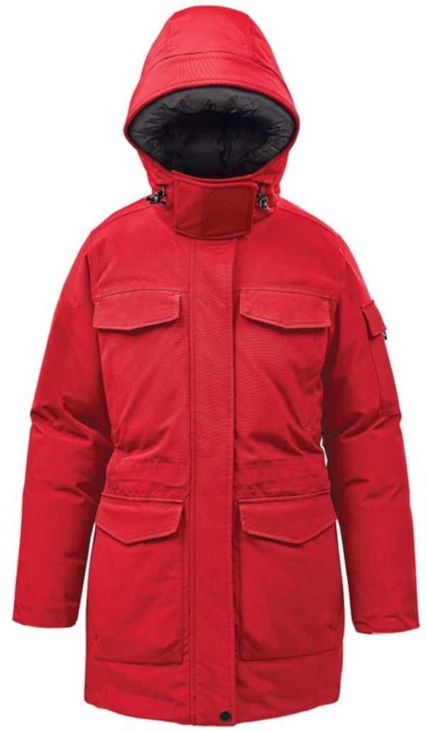 Am image of a Custom Stormtech Womens Denali Parka in Red/Black!