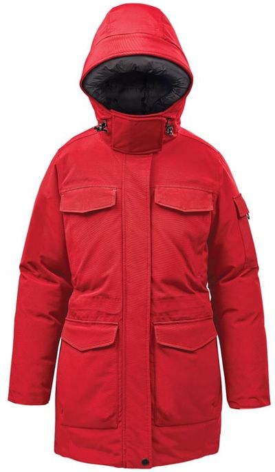 Am image of a Custom Stormtech Womens Denali Parka in Red/Black!