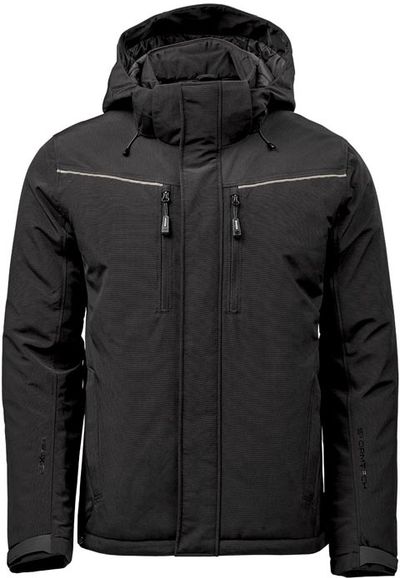 Am image of a Custom Stormtech Men's Steelhead Thermal Jacket in Black/Granite!