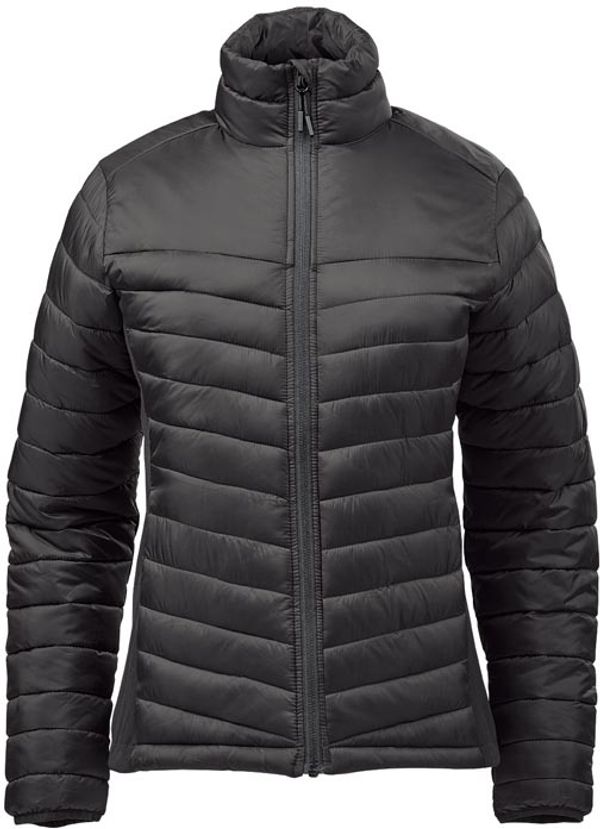 Am image of a Custom Stormtech Womens Montserrat Thermal Jacket in Black/Granite!