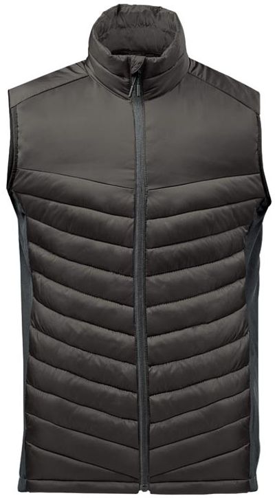 Am image of a Custom Stormtech Mens Montserrat Thermal Vest in Black/Granite!