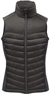 Am image of a Custom Stormtech Womens Montserrat Thermal Vest in Black/Granite!