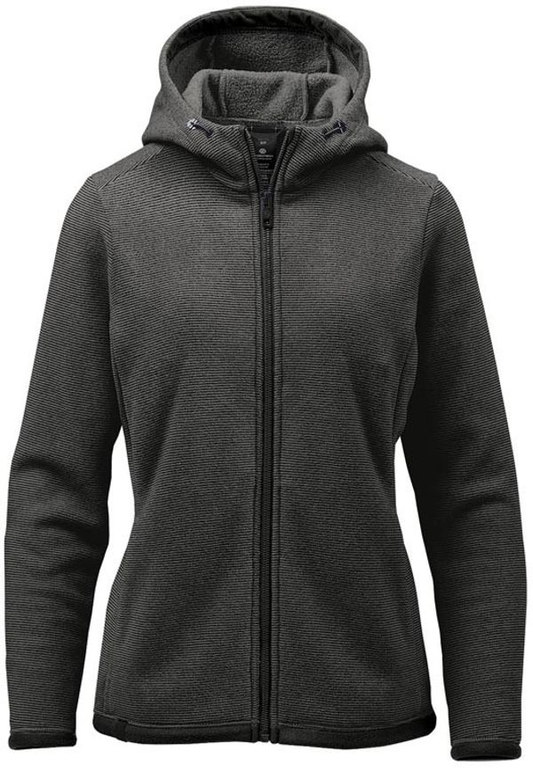 Am image of a Custom Stormtech Womens Medusa Fleece Hoody in Charcoal Stripe!