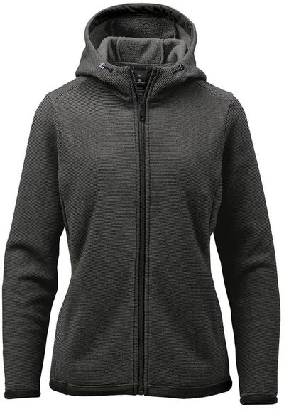 Am image of a Custom Stormtech Womens Medusa Fleece Hoody in Charcoal Stripe!