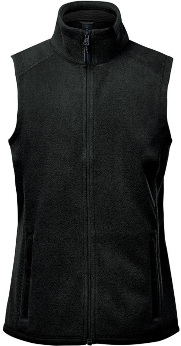Am image of a Custom Stormtech Womens Montauk Fleece Vest in Black!