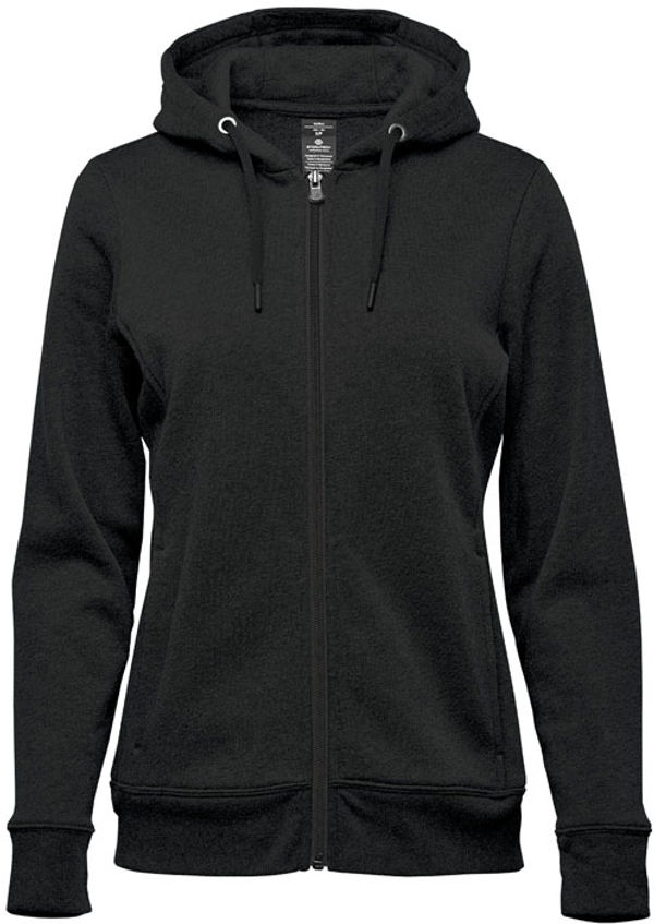 Am image of a Custom Stormtech Womens Monashee Fleece Full Zip Hoody in Black!