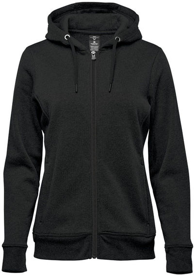 Am image of a Custom Stormtech Womens Monashee Fleece Full Zip Hoody in Black!