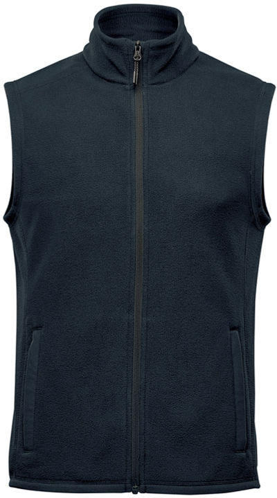 Am image of a Custom Stormtech Mens Montauk Fleece Vest in Midnight!