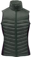 Am image of a Custom Stormtech Womens Montserrat Thermal Vest in Spruce/Mallard!