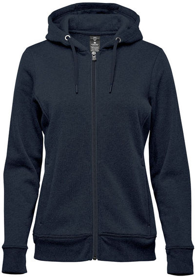 Am image of a Custom Stormtech Womens Monashee Fleece Full Zip Hoody in Navy!