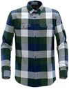 Am image of a Custom Stormtech Mens Logan Snap Front Shirt in Earth/Navy!